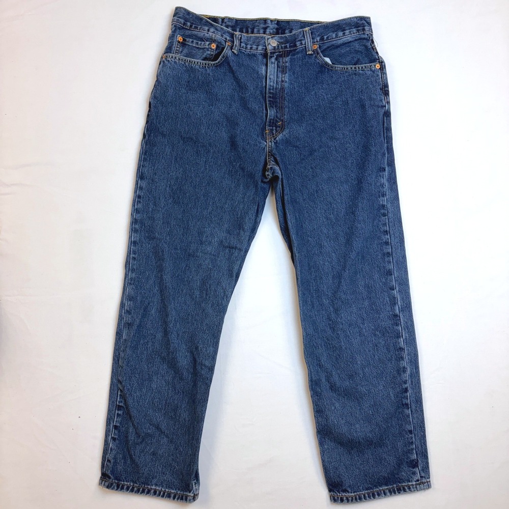 Levis 550 Relaxed‎ Fit Tapered Leg Blue Denim Jeans Mens 38x30 *Flaw Workwear
